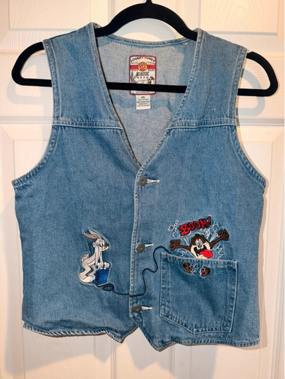 Vintage Looney Tunes Bugs Bunny & Taz Denim Vest – Size XS